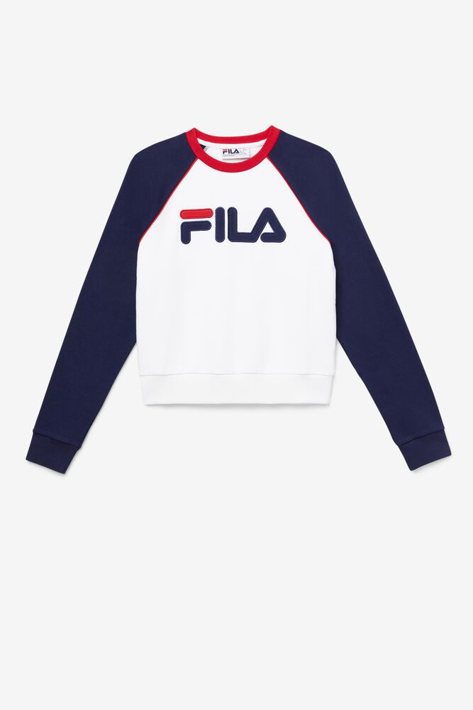 Fila Riccarda White Sweatshirt Womens - NZ 57680-XIHK